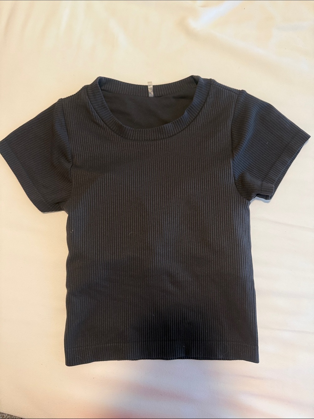 CALIA Classic Black Ribbed Women’s Tee with Built-in Bra